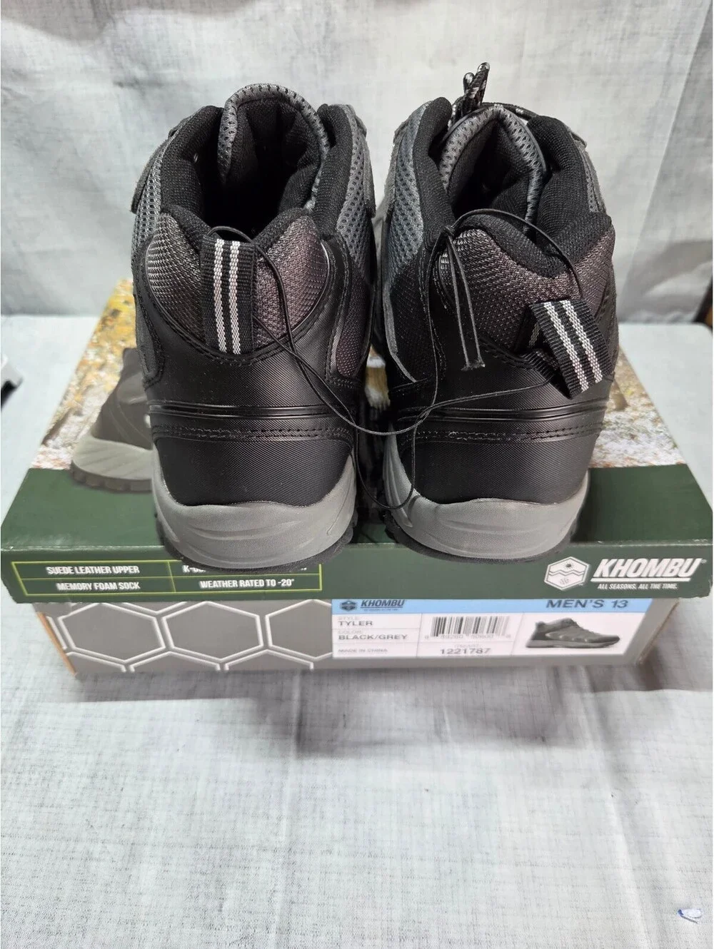 Khombu Tyler Men's Hiking Boots Black/Grey Size 13